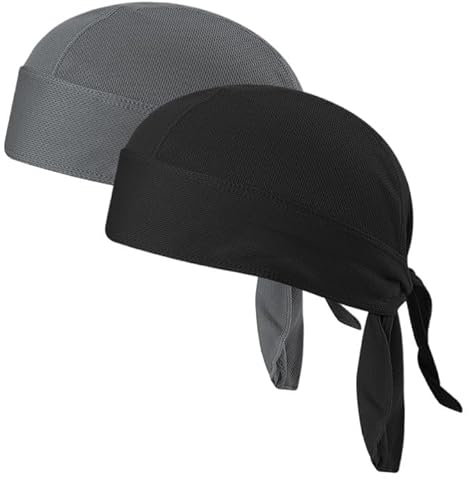 2 Pieces Radsport-Mützen für Herren, Radsport-Kappen für Herren，Sport Bandana Cap Hat, Fahrradhelm Mütze, Bandana Cap Unterm Radhelm, Kopftuch Piratenmütze