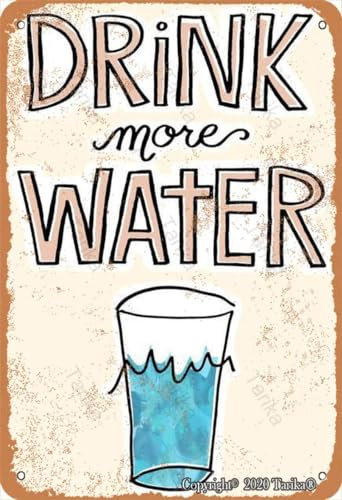 Biopracess Funny Retro Metal Sign Drink More Water Metal Poster Metal Sign Retro Vintage Tin Sign Metal Poster Wall Art Decor 8x12 Inches