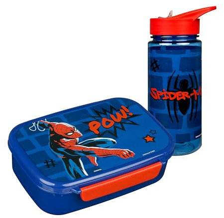 Scooli- Marvel Set Snack Box&Drinking Bottle, Color Azul, Spider Man (Undercover GmbH SPAN9864)