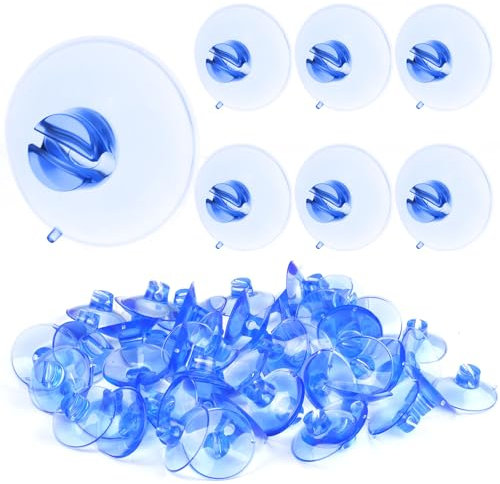 Deepton 60 Pack Suckers for Fairy Lights, 40 mm Christmas Light Suckers Outdoor, Window Suction Slotted Vacuum Suction, Sticky Window Suckers for Christmas Lights, for Hanging Fairy Lights