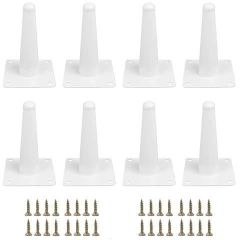 Smaxcn Weiße Metall-Möbelbeine, gerade, Metallbeine mit waagerechten Füßen, 12 cm, 8 Stück