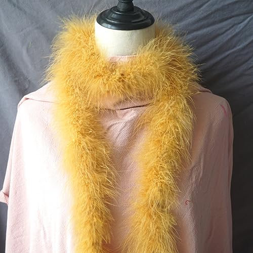 Federboa Länge ca. 2m, Einfarbig Feder Boa Federstola Federschal Kostüm-Accessoire, Federstreifen Hochzeit Dekorationen für 20er Jahre, Karneval, Halloween, Mottoparty Tee Party,Gold
