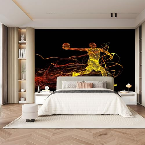Wallpaper Sports line Basketball Player Panoramic picturesBlack Bedroom Living Room Restaurant Cafe 350 x 256 cm