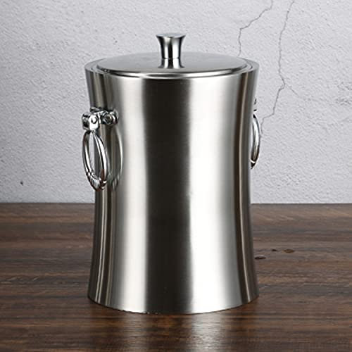 DDKYHU Seau à Glace 2,6 L/1,7 L/0,8 L Pour fêtes Avec filtre, seau à Glace Portable à Double paroi Avec couvercle et poignée, seau à Champagne Pour bar, fête, Maison (Avec Double Boucle L)
