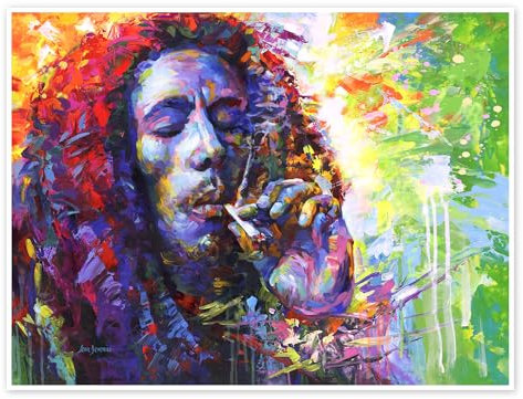 Bob Marley II Poster von Leon Devenice 18 x 13 cm Bunt Wandbilder Wanddeko