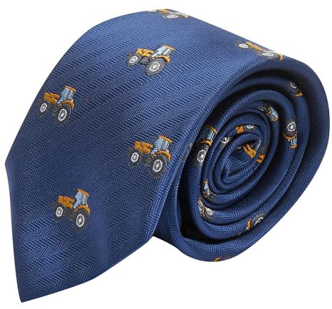 King & Priory Marineblaue Traktor-Krawatte mit Fischgrätenmuster