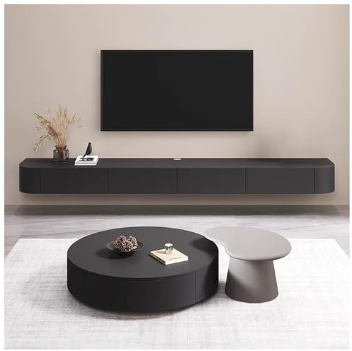 KSYGINXD 200cm TV Schrank, TV Lowboard Stehend Oder Hängend, Mit 2 Schubladen 1 Klappe, Medienkonsole Mit Löchern Zur Kabelführung, Hängeschrank Wohnwand, Komplett Montiert