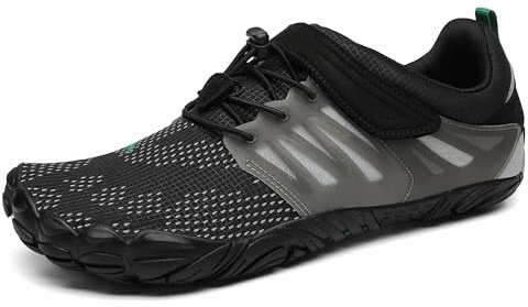 SAGUARO Barfußschuhe Herren Damen Barfuss Schuhe Outdoor Barfussschuhe Leichte rutschfeste Zehenschuhe Barfuß Fitnessschuhe Traillaufschuhe Grauschwarz,Gr.44