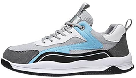 Generisch Scarpe da corsa da uomo, suola piatta, scarpe da ginnastica da uomo, traspiranti, antiscivolo, leggere, per il tempo libero, sportive, colorate, con lacci, Celeste., 42 EU