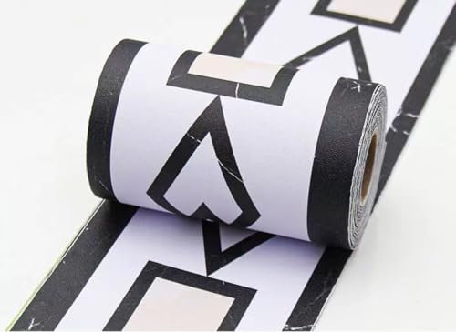 VisitRyl Frise Murale Autocollante Grille noire et blanche 10cm X 500cm Adhésive Réutilisable pour Décoration Intérieure Facile à Poser