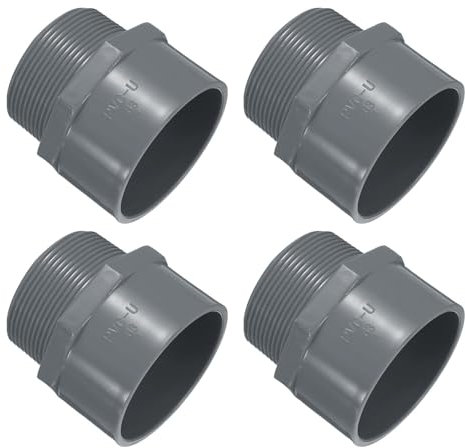QUARKZMAN 4 Pcs Union PVC Raccord De Tuyau 2 Adaptateur Mâle Fileté Connecteur De Tuyau Adaptateurs De Vidange D'évier pour Connecter des Tuyaux, Gris