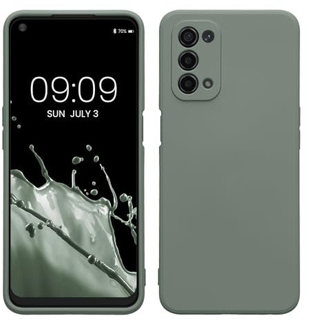 kwmobile Slim Case kompatibel mit Oppo A74 (5G) / A54 (5G) Hülle - Handyhülle aus Silikon in Graugrün