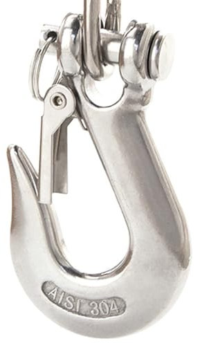 Sicherheitshebehaken, drehbarer Hebehaken, 1500–3000 Pfund, robuster Standard-Edelstahl 304, Hebezeug, Lastenhebekette, Klauenhaken mit Riegel(1500lbs Wll)