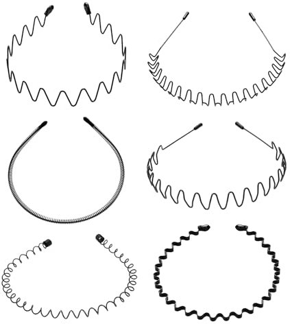 6 Pièces Serre Tete Homme,Bandeau Cheveux Femme,Tête Headband Sport,Coiffure de Maquillage Bandeaux Cerceau,Enfant Garcon Hair Large Bands Serre-Têtes,Fer Wave Stretch Serre-Tete,Pour Demaquillage