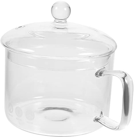 Cabilock High Borosilicate Glass Cooking Pot with Lid Multi Function Instant Noodle and Health Stew Pot Transparent Soup Dish for Home Kitchen and Restaurant Use Ergonomic Handle Design