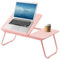 Holdfiturn Foldable Laptop Desk, Laptop Table with Cup Holder, Height Adjustable Computer Bed Tray Table, Reading Holder Notebook Stand for Eating Reading Working (Pink)