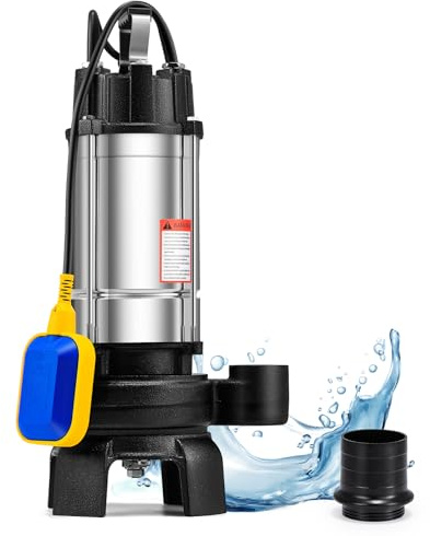 Moongiantgo Pompa Immersa per Acque Sporche 750w, Debito 10m³/H, Testa 10m, Uscita 40mm, Lama Tagliante & Interruttore Fluttuante, Acciaio Inox per Acque Residuali Con Fibre, Giardini, Cantine (750w)