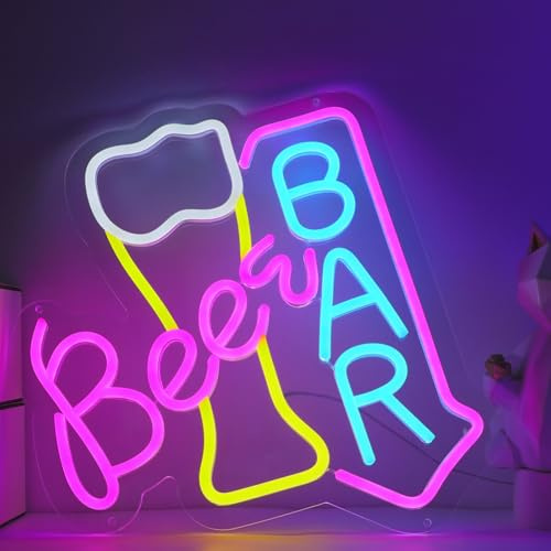 ENUOLI Beer Bar Neon Sign - Dimmable LED Light USB Powered Neon Lights | Unique Beer Decor Light up for Home Man Cave Pub Party Club Restaurant Hotel Martini Bar