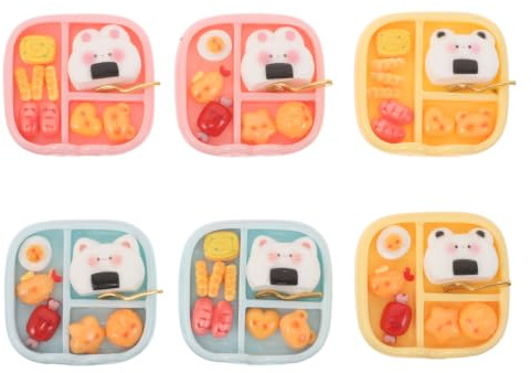 JOINPAYA Mini Resin Food Ornaments Miniature Sushi Bento Dollhouse Lunch Box Models Simulation Food Props for Dollhouse Decoration Collectors Pack of 6