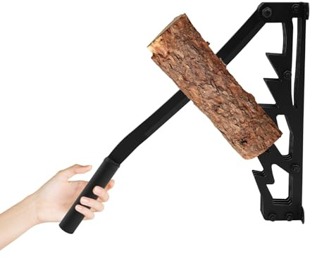 Wandmontage Weichholz Holzspalter Manuell, Handholzspalter mit 2 Abziehbar Griff, Sicherheitsring und Schutzhandschuhe für Campen, Grillen, Picknicken.