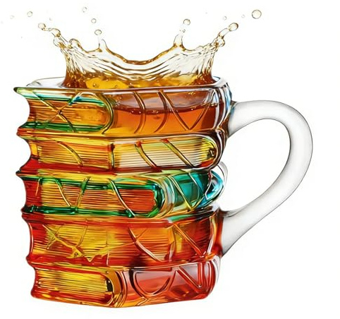 Wiboie Tasse mit Kapitelbuch, Buntglas, 3D-Dekoration, Buchbecher, für Damen, Herren, Zuhause, Büro, Küche, Bar, Weihnachten, Geburtstag