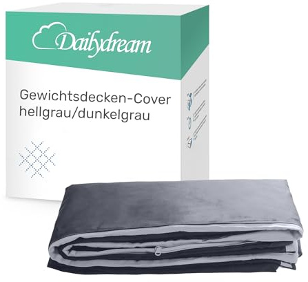 Dailydream Bezug für Erwachsenengewichtsdecke 135 x 200 cm | zweifarbig grau | 100% Baumwolle | Ersatzbezug/Wechselbezug | waschbar | atmungsaktiv & hautfreundlich | Cover für Weighted Blanket