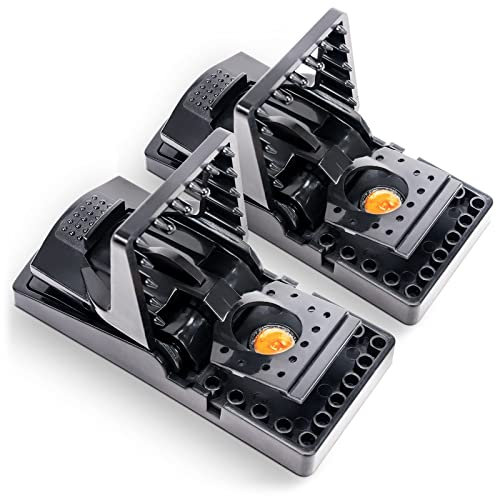 GARDIGO® Mausefalle - 2er Set | Kunststoff-Schlagfalle mit Mäuseköder Schale | Wiederverwendbar & Hygienisch | Drinnen & draußen Mäuse bekämpfen | Professionelle Mäusebekämpfung