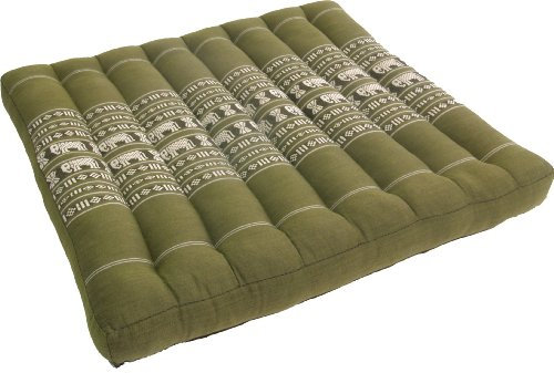 GURU SHOP Sitzkissen, Bodenkissen, Bodenmatte Thai, aus Kapok, 50x50 cm - Grün