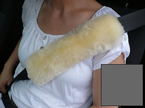Reissner Lammfelle | Gurtschoner für Sicherheitsgurte im PKW | Autositzgurtbezug Gurtkissen Schulterpolster Gurt | Echtes Merino Lammfell | Farbe anthrazit