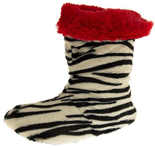 Footwear Studio - Stivali a Gamba Larga donna , nero (Zebra Print), 38 EU-39 EU