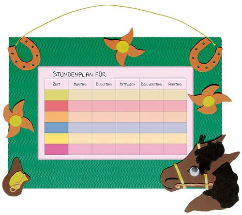 alles-meine.de GmbH Bastelset Stundenplan - für Schulstunden Pferd grün Tiere - Grundschule Schule Schulanfang Einschulung Kinderzimmer Planer