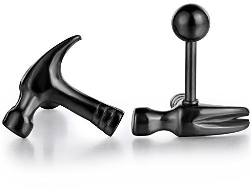 Feilok 1 Paar Edelstahl Gestüt Stecker Ohrringe Ohrstecker Ohrhänger Schwarz Klein Hammer Einzigartig Herren