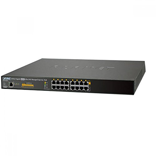 Planet 16-Port Gigabit 60W Ultra PoE Injector Hub Managed 600 Watts PoE Budget