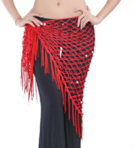 Hoerev Tribal Bauchtanz Hüfttuch & Schal mit Pailletten und Fransen