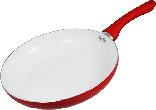 CookSpace Red Induction Frying Pan with White Smooth Ceramic Non-Stick Coating (28cm)