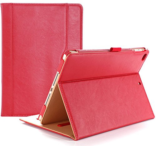 Procase Coque pour iPad 6, iPad 5, iPad Air 2, iPad Air 1, Étui Cuir PU 9.7 Pouces Housse Case de Protection, avec Multiples Angles, Sommeil/Réveil Automatique-Rouge