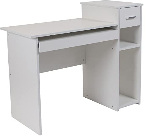 Flash Furniture Highland Park Computertisch mit Regalböden und Schubladen, Weiß