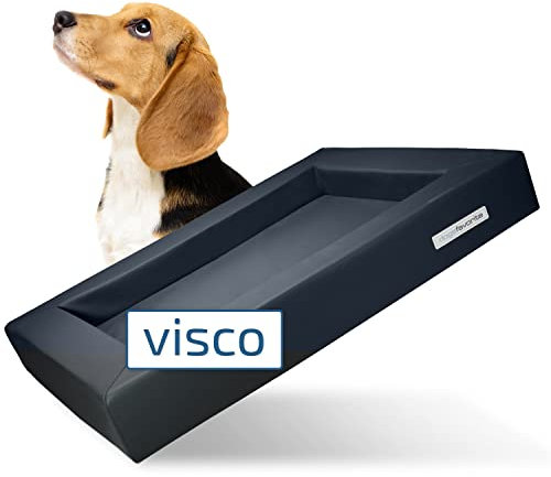 dogsfavorite Hunde-Bett mit Visco-Kissen - waschbares Hundekörbchen - hochwertiges Hundesofa - gelenkschonendes Hundekissen - robuste Hundematte - Gr. L 110 x 90cm - dunkelgrau