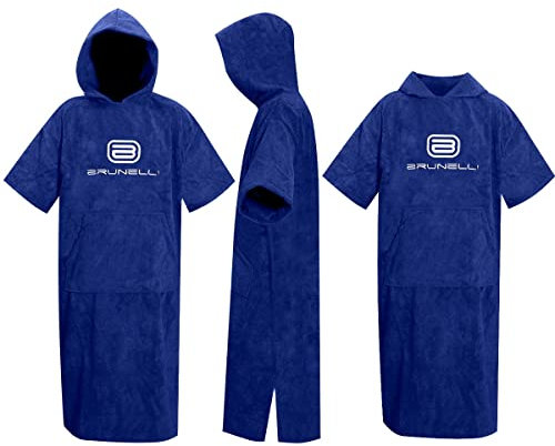 Brunelli Poncho Überzieher Bademantel Handtuch Schwimmen Kite Surfen Blue 100% Baumwolle