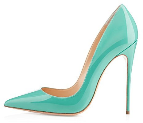 EDEFS Damen Klassische Pumps Bequeme High Heels Elegante Abend Schuhe Spitze Stiletto Pumps Blau Größe EU44