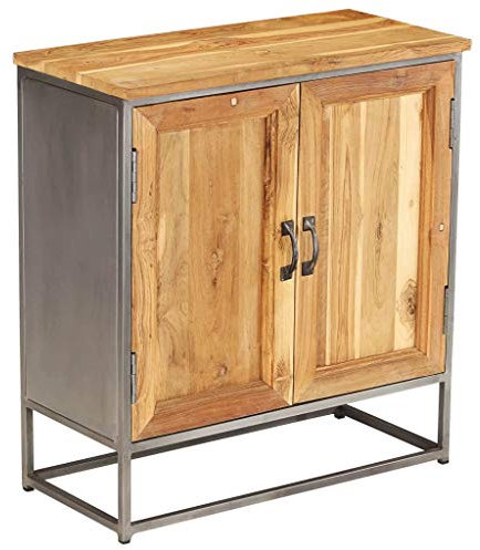Festnight- Sideboard Kommode Standschrank Recyceltes Teakholz und Stahl Wohnzimmerschrank Highboard Holzschrank 65 x 30 x 70 cm