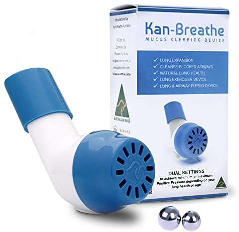 KAN-BREATHE Natural Lung Exerciser & Mucus Removal Device - Naturally Clear Mucus from Airways & Improve Lung Capacity with This OPEP Respiratory Breathing Exercise Device - Made in Australia – White