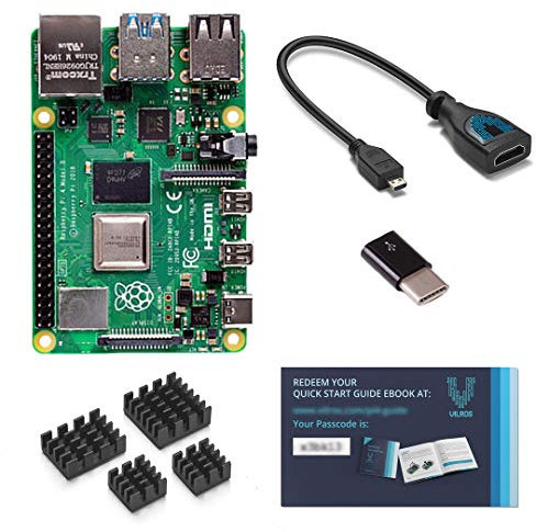 Vilros Raspberry Pi 4 8GB Model B with USB-C & Micro HDMI Adapters, Heatsink Set of 4 & Quickstart Guide E-Book, Raspberry Pi Kit for Single Board Computer Projects [Includes Ebook]