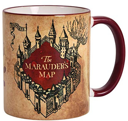 Elbenwald Harry Potter Tasse Karte des Rumtreibers Rundumdruck Keramik 320 ml beige rot