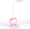 Bzocio Lampada da Scrivania un LED per Ragazze, Lampada da Scrivania un LED Ricaricabile con Porta di Ricarica USB e Portapenne, Dimmerabile Rosa