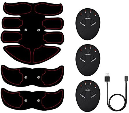 EMS Trainingsgerät,EMS Bauchmuskeltrainer Elektrisch,Bauch Trainingsgerät AbS Stimulator Bauchmuskeltoner Trainer für Bauch, Rücken & Arme,Fitness Bauchtrainer Zuhause für Männer& Frauen,USB-Aufladung
