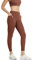 icyzone Damen Sport Leggings 7/8 Hohe Taille Yoga Sport Hose Gym Fitness Leggins mit Tasche (M, Copper Brown)