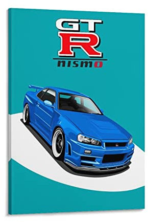 Poster Nissan Gtr R34, dekoratives Gemälde, Leinwand, Wandkunst, Wohnzimmer, Schlafzimmer, Gemälde, 30 x 45 cm