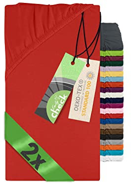 Emily´s Check Doppelpack Bettlaken Betttuch Spannbettlaken 1493.2123, 90-100 x 200 cm, rot