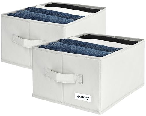 4CONVY Hosen Organizer für Kleiderschrank - [2024 VERBESSERTES MATERIAL] Feste Aufbewahrungsbox Kleidungsschrank mit Großen Fächern - Faltbares Ordnungssystem Kleiderschrank - Schrank Organizer